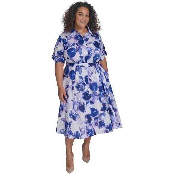 Calvin Klein Dresses & Skirts - Calvin Klein Plus Size Shirtdress Opal Multi, Cotton, Size 16 Pl